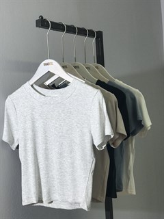 Футболка укороченная в рубчик (8673) 8673